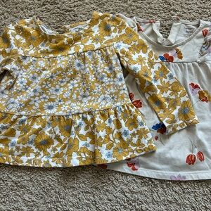 Floral Kids Tops - Yellow and White for Girls (2 Tops included)